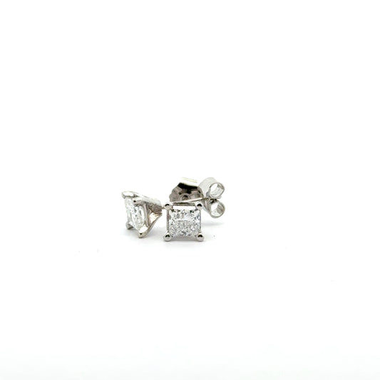 Platinum 1.42cttw Princess Cut Lab Diamond Stud Earrings