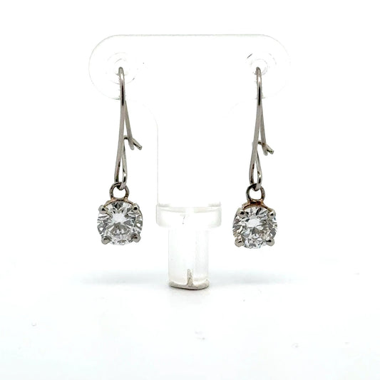 18k White Gold 1.43cttw Round Brilliant Cut Lab Diamond Drop Earrings