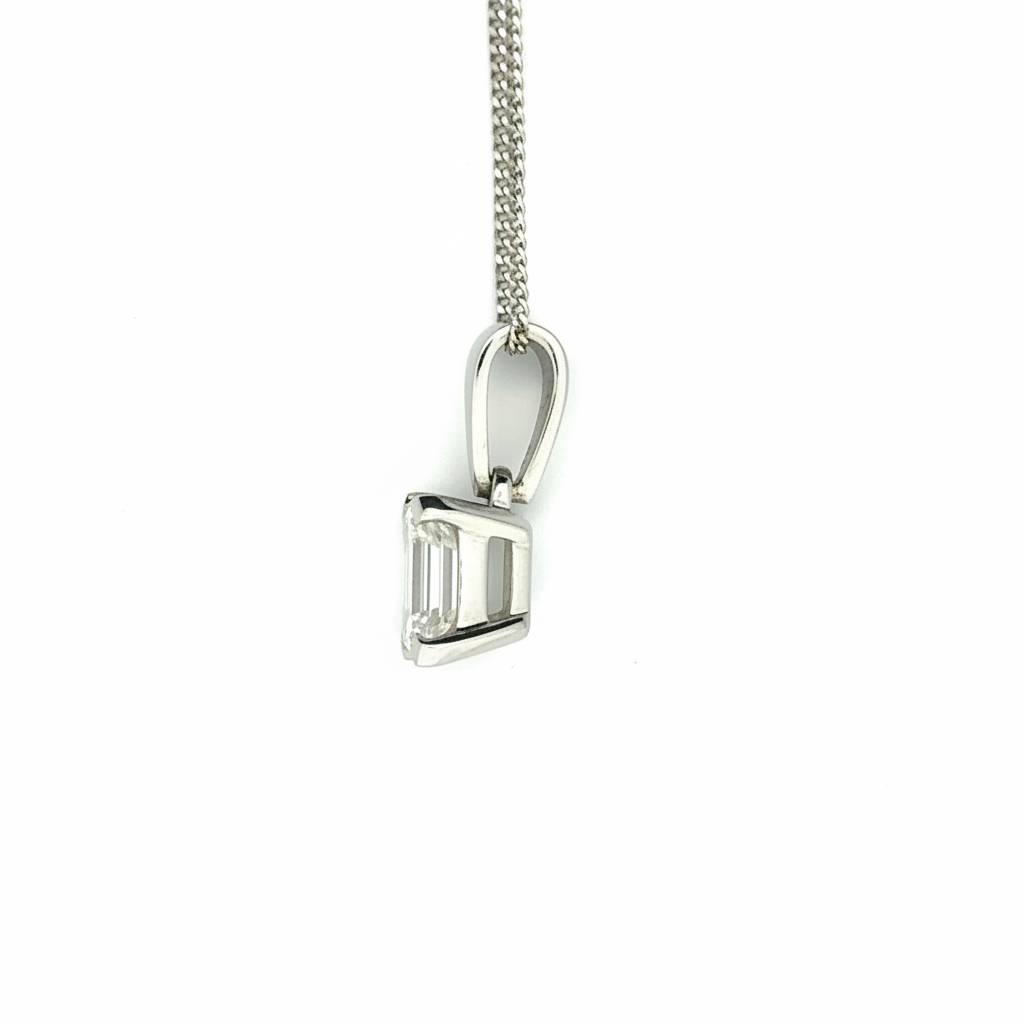 Platinum 1.50ct Emerald Cut Lab Diamond Pendant