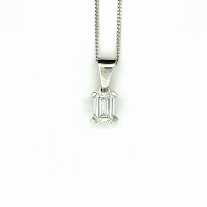 Platinum 1.50ct Emerald Cut Lab Diamond Pendant