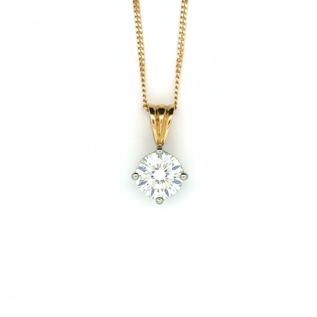 18k Yellow Gold 2.00ct Round Brilliant Cut Lab Diamond Pendant