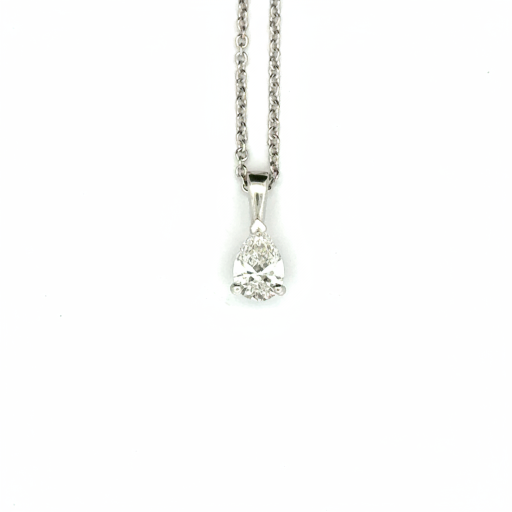 18k White Gold 0.57ct Pear Cut Lab Diamond Pendant