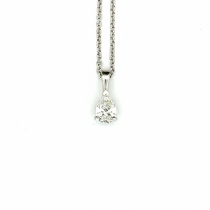 18k White Gold 0.57ct Pear Cut Lab Diamond Pendant