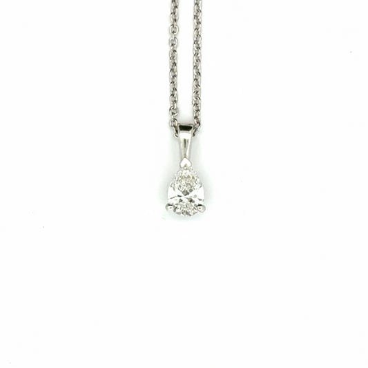 18k White Gold 0.57ct Pear Cut Lab Diamond Pendant
