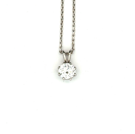 18k White Gold 1.01ct Round Brilliant Cut Lab Diamond Pendant