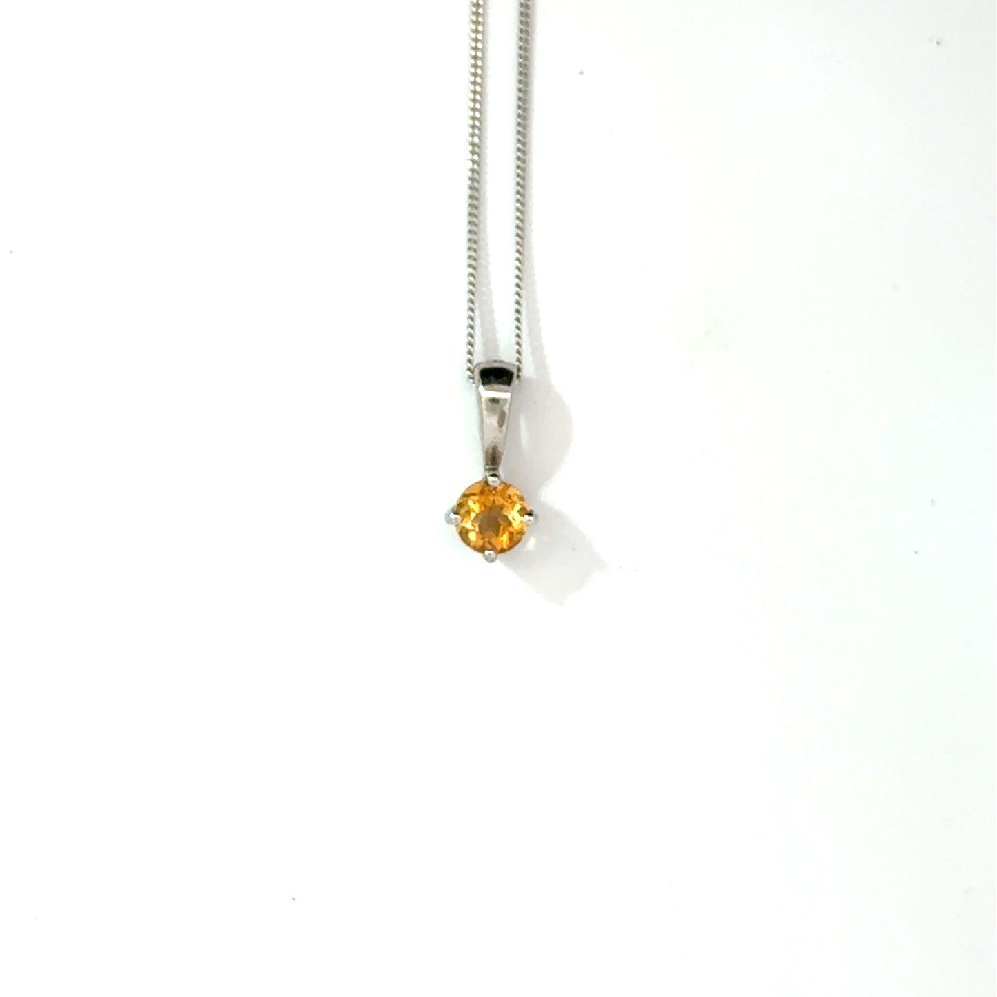 9k White Gold Round Cut Orange Citrine Pendant