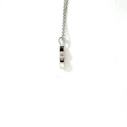 18k White Gold 0.13cttw Princess Cut White and Yellow Diamond Pendant