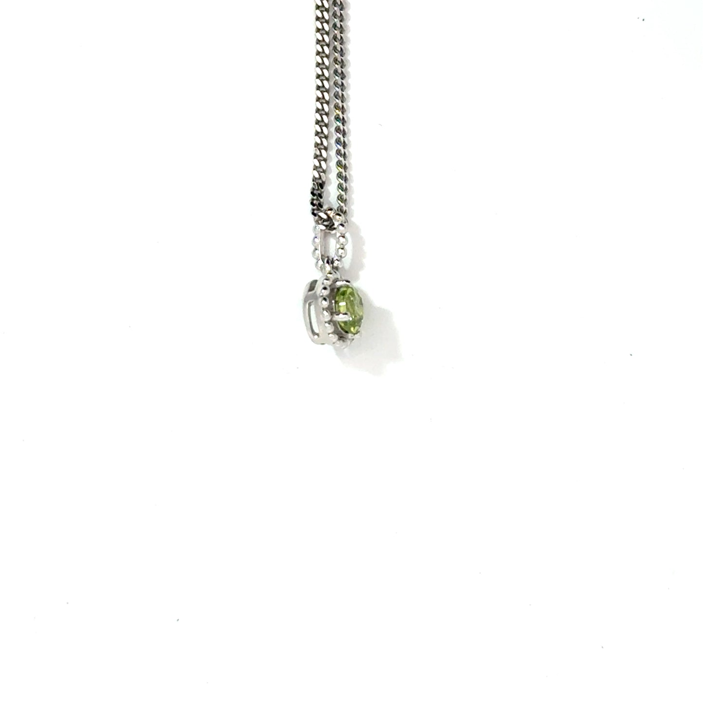 Silver Round Cut Green Peridot Pendant