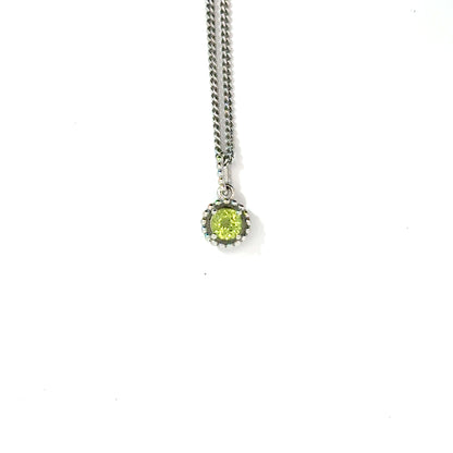 Silver Round Cut Green Peridot Pendant
