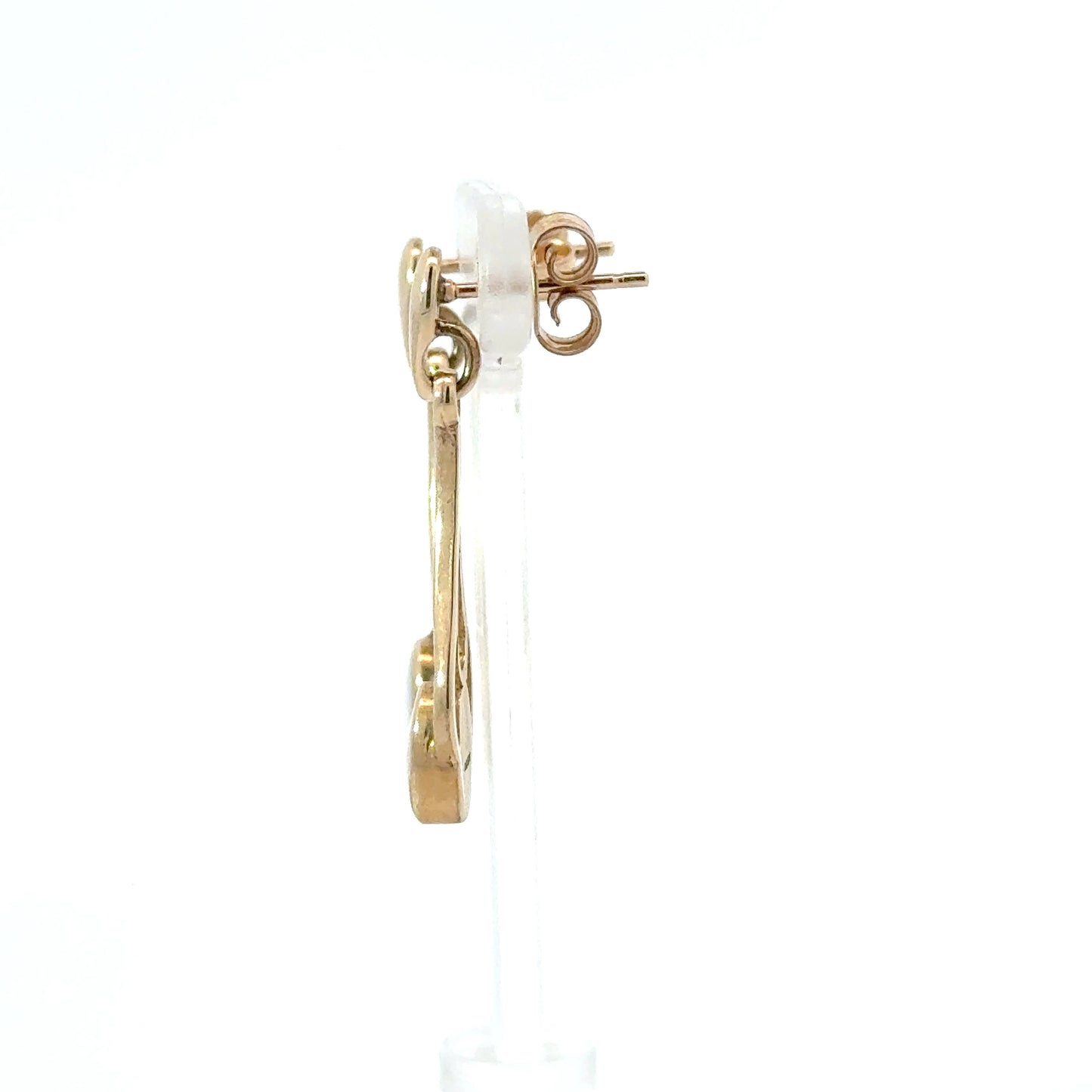 9k Yellow Gold Oval White Mother of Pearl Drop Earrings