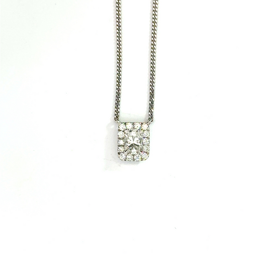 18k White Gold 0.43cttw Phoenix Cut Diamond Halo Pendant