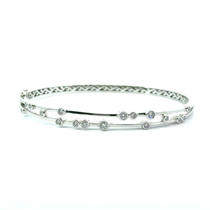 18k White Gold 0.54cttw Round Brilliant Cut Diamond Bubble Bangle