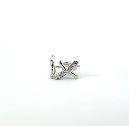 9k White Gold 0.04cttw Round Brilliant Cut Diamond Kiss Stud Earrings