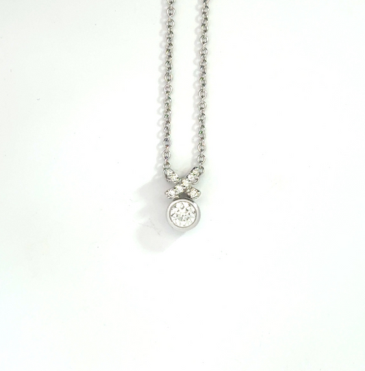 18k White Gold 0.28cttw Round Brilliant Cut Diamond Pendant