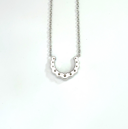18k White Gold 0.50cttw Round Brilliant Cut Diamond Horseshoe Pendant