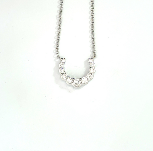 18k White Gold 0.50cttw Round Brilliant Cut Diamond Horseshoe Pendant