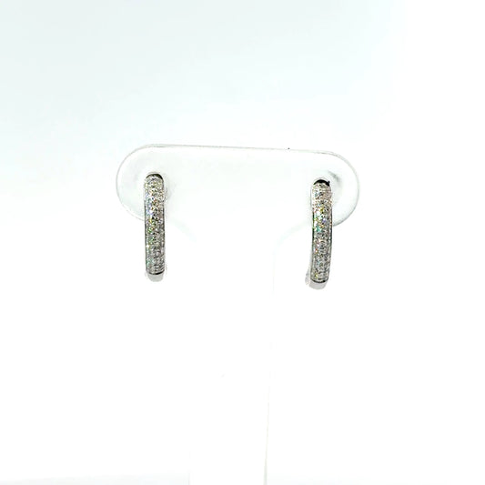 9k White Gold 0.08cttw Round Brilliant Cut Diamond Huggie Earrings