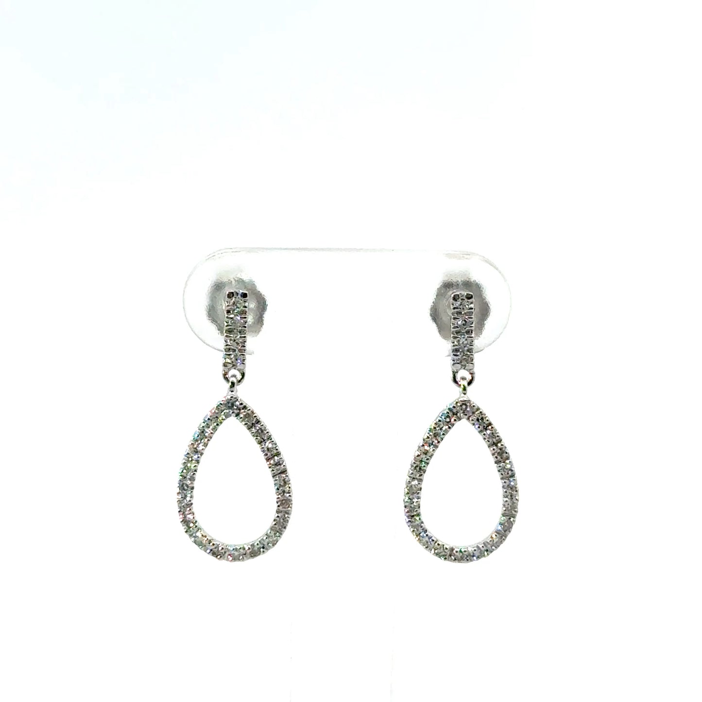 9k White Gold 0.21cttw Round Brilliant Cut Pear Shape Drop Earrings