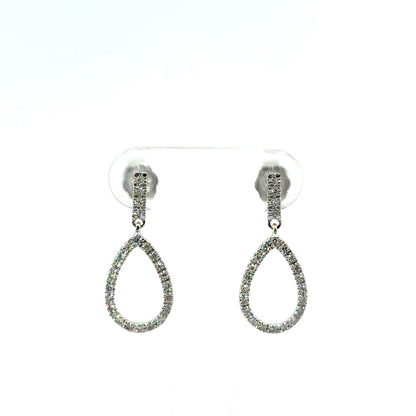 9k White Gold 0.21cttw Round Brilliant Cut Pear Shape Drop Earrings