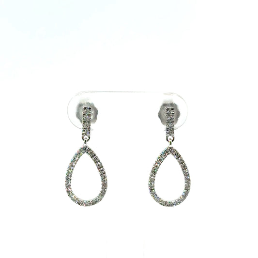 9k White Gold 0.21cttw Round Brilliant Cut Pear Shape Drop Earrings