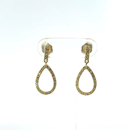 9k Yellow Gold 0.21cttw Round Brilliant Cut Pear Shape Drop Earrings