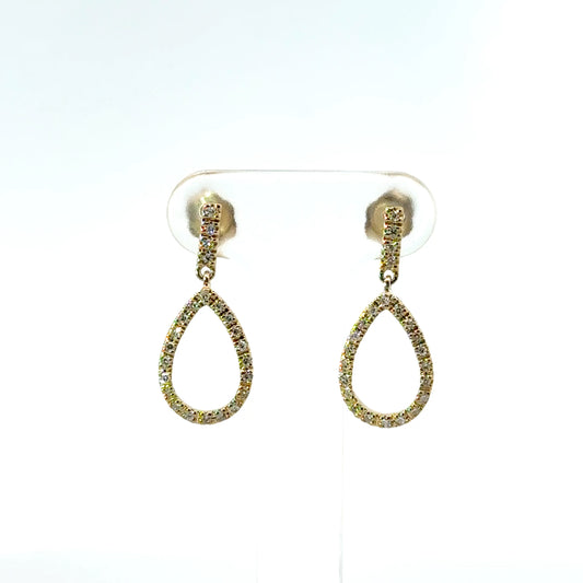9k Yellow Gold 0.21cttw Round Brilliant Cut Pear Shape Drop Earrings