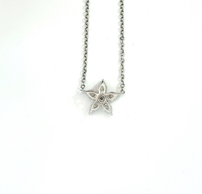 18k White Gold 0.98cttw Pear & Round Brilliant Cut Diamond Flower Pendant