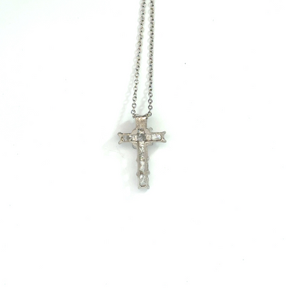 18k White Gold 1.47cttw Princess & Radiant Cut Diamond Cross Pendant