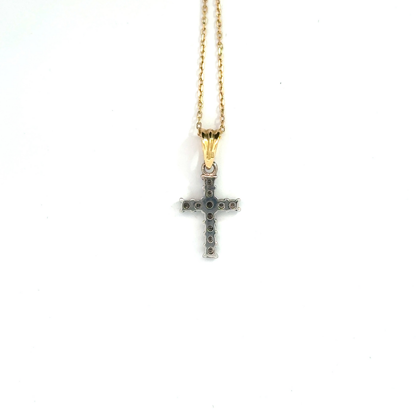 18k Yellow & White Gold 0.28cttw Round Brilliant Cut Diamond Cross Pendant