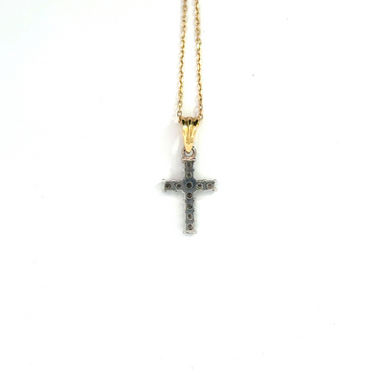 18k Yellow & White Gold 0.28cttw Round Brilliant Cut Diamond Cross Pendant