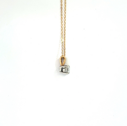 18k Yellow Gold & Platinum 0.40ct Round Brilliant Cut Diamond Pendant