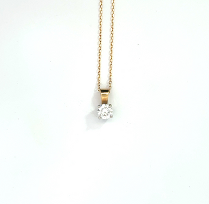 18k Yellow Gold & Platinum 0.40ct Round Brilliant Cut Diamond Pendant