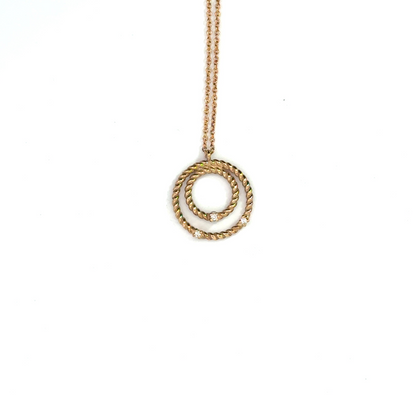 9k Yellow Gold Diamond Dot Loop Pendant