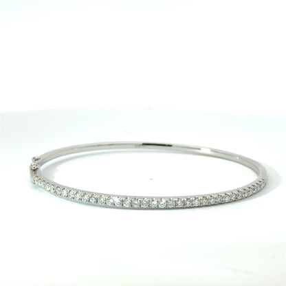 18k White Gold 1.01cttw Round Brilliant Cut Diamond Bangle