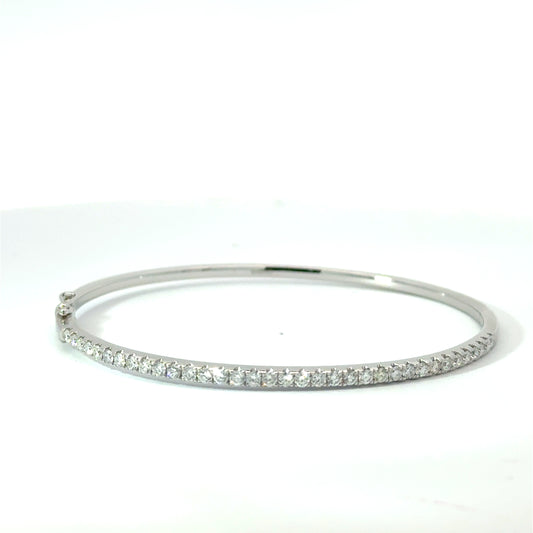18k White Gold 1.01cttw Round Brilliant Cut Diamond Bangle