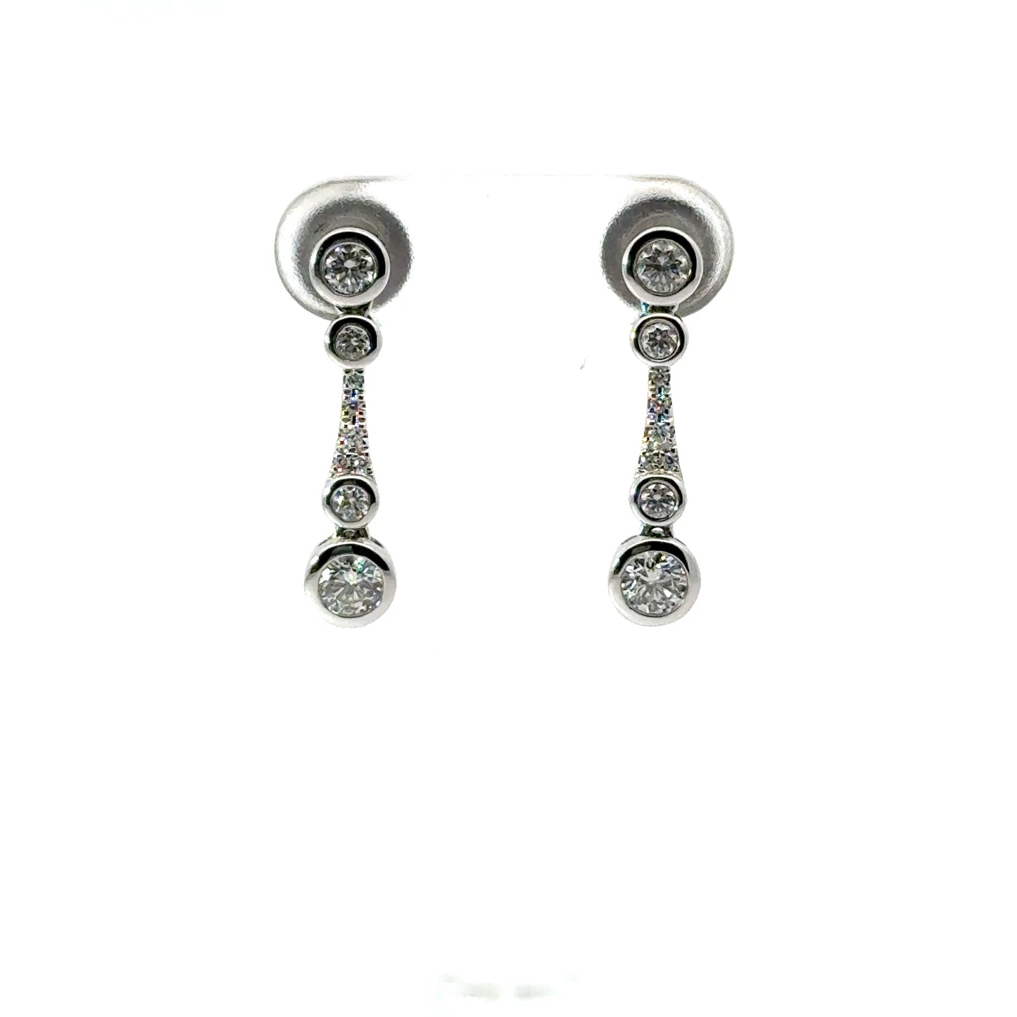 18k White Gold 0.72cttw Round Brilliant Cut Diamond Drop Earrings