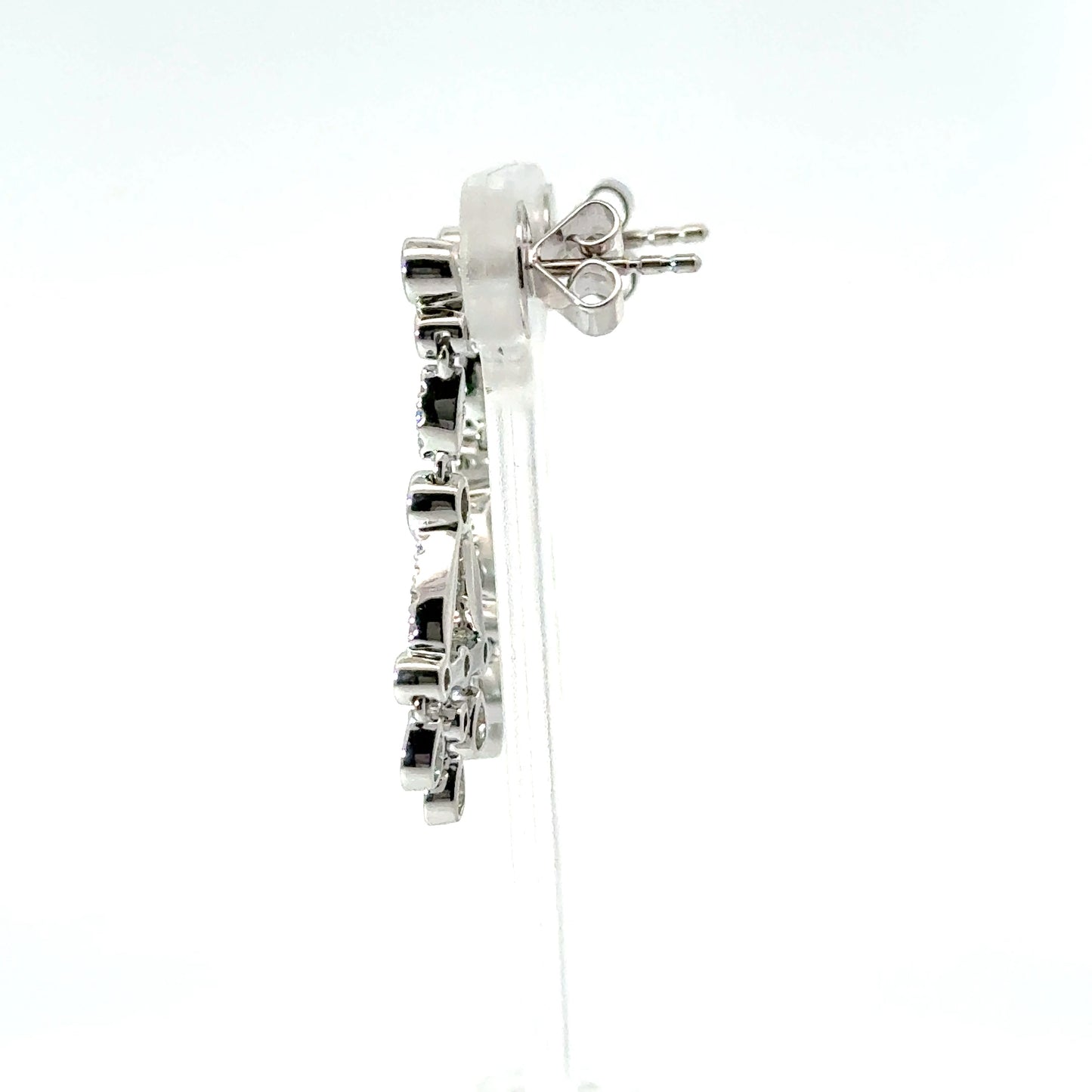 18k White Gold 0.75cttw Pear & Round Brilliant Cut Diamond Drop Earrings