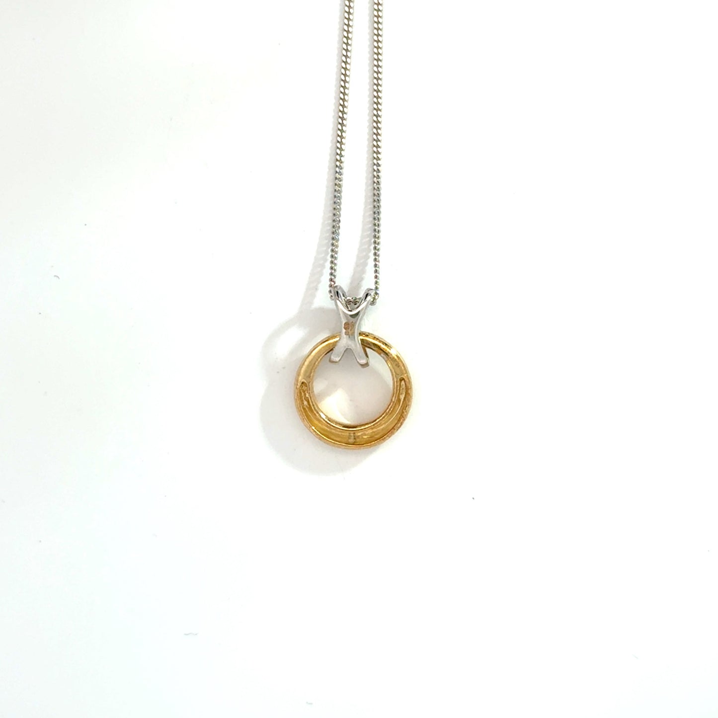 9k Yellow and White Gold 0.05cttw Round Brilliant Cut Diamond Kiss Drop Pendant