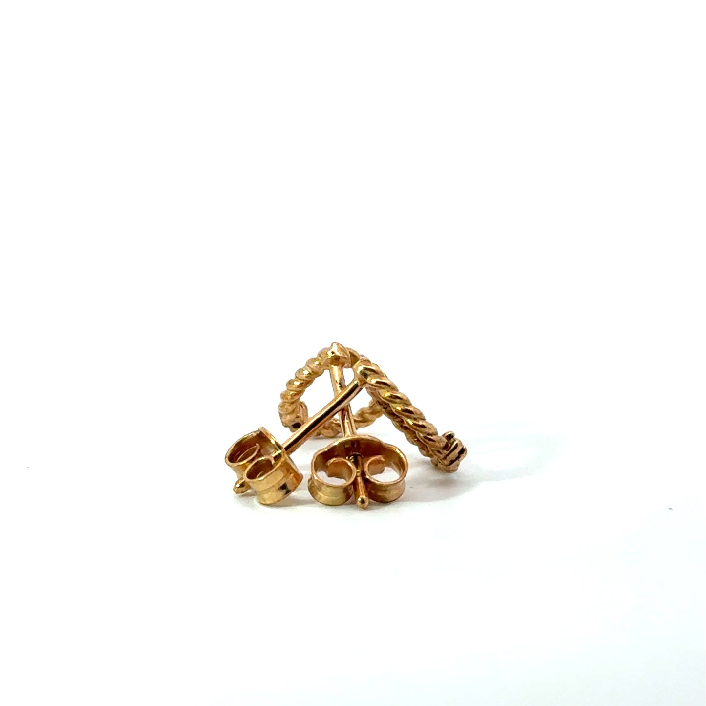 9k Yellow Gold 0.01cttw Round Brilliant Cut Diamond Pear Shaped Stud Earrings