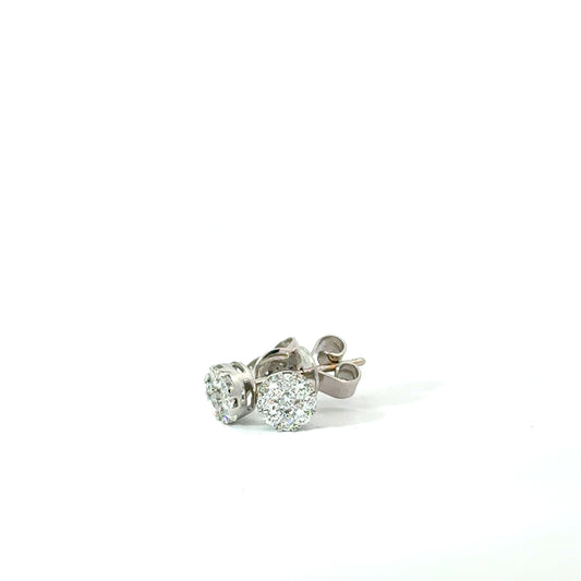 18k White Gold 0.35cttw Round Brilliant Cut Diamond Cluster Stud Earrings