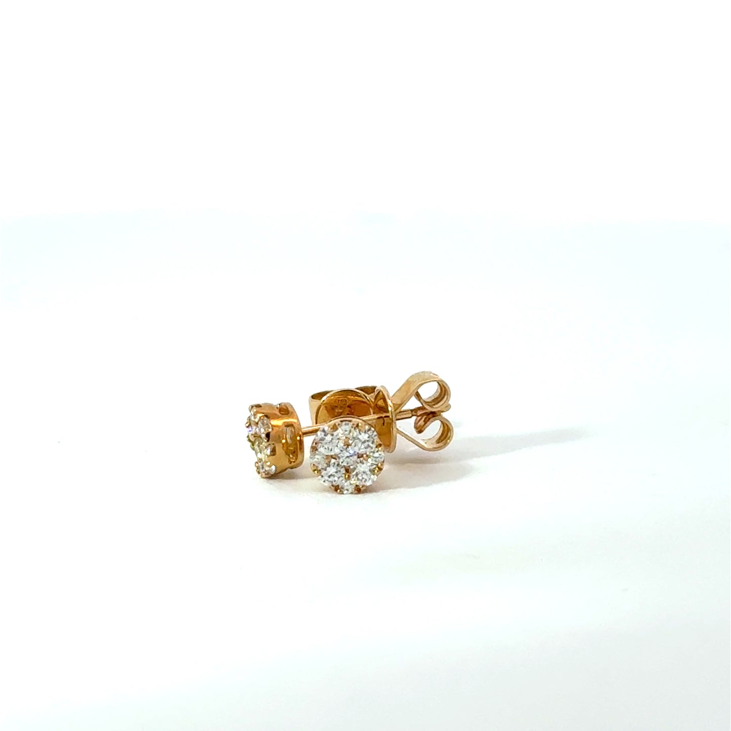 18k Yellow Gold 0.36cttw Round Brilliant Cut Diamond Cluster Stud Earrings