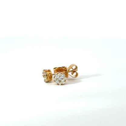 18k Yellow Gold 0.36cttw Round Brilliant Cut Diamond Cluster Stud Earrings