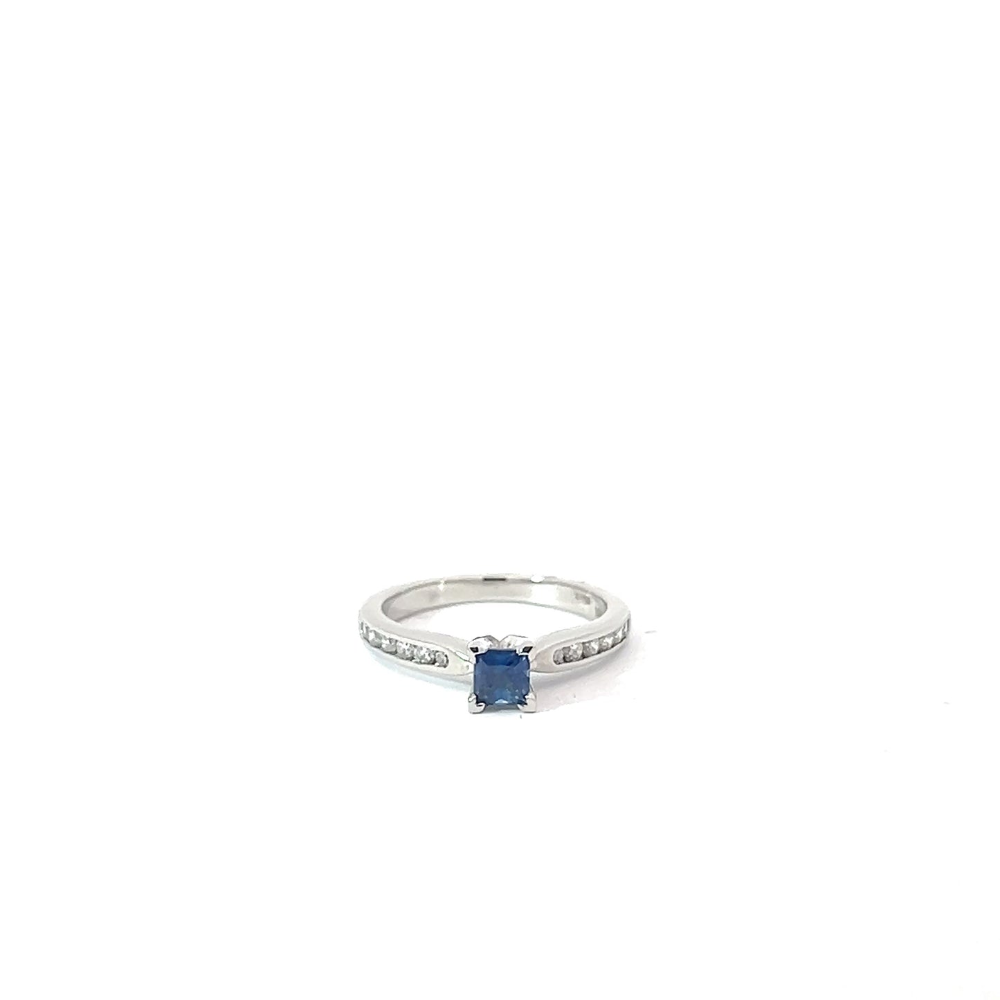 Platinum Square Cut Blue Sapphire Solitaire Ring