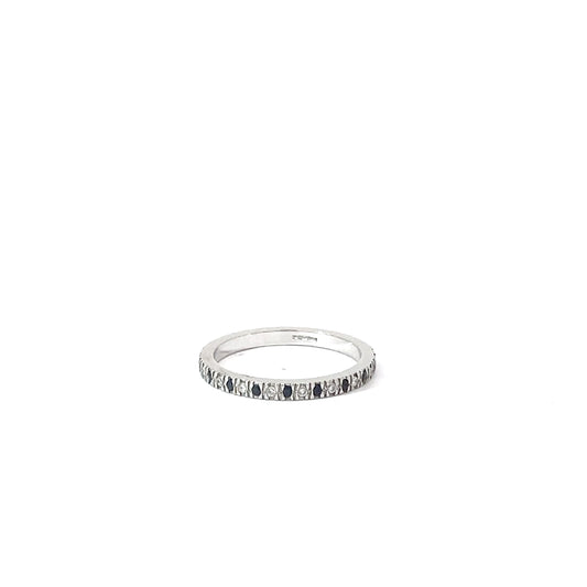 Platinum Round Cut Blue Sapphire Full Eternity Ring