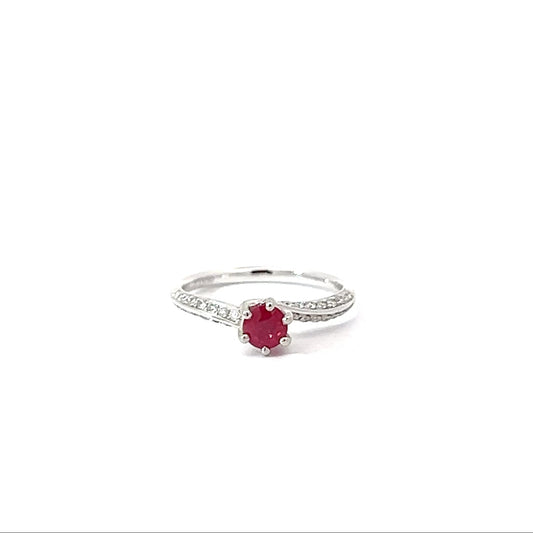 Platinum Round Cut Red Ruby Solitaire Ring