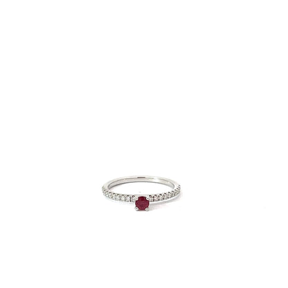 Platinum Round Cut Red Ruby Solitaire Ring