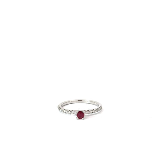 Platinum Round Cut Red Ruby Solitaire Ring