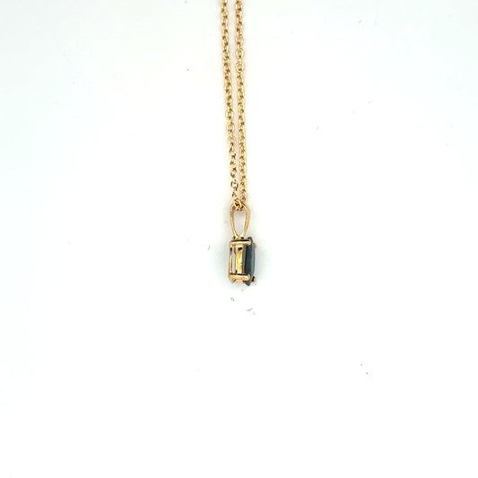 9k Yellow Gold Oval Cut Blue Sapphire Pendant
