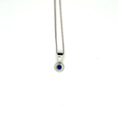 Platinum Round Cut Blue Sapphire Pendant