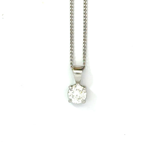 Platinum 0.70ct Round Brilliant Cut Diamond Pendant
